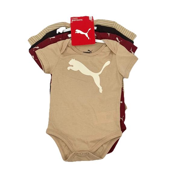 Puma One Piece Baby Bodysuit 4 Piece Set 6-9 Months - Picture 1 of 9